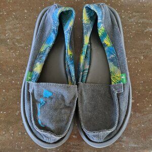 Sanuk Women’s Sz 7 Casual Canvas Hawaii Island Flats Loafer Gray Slip On Shoes